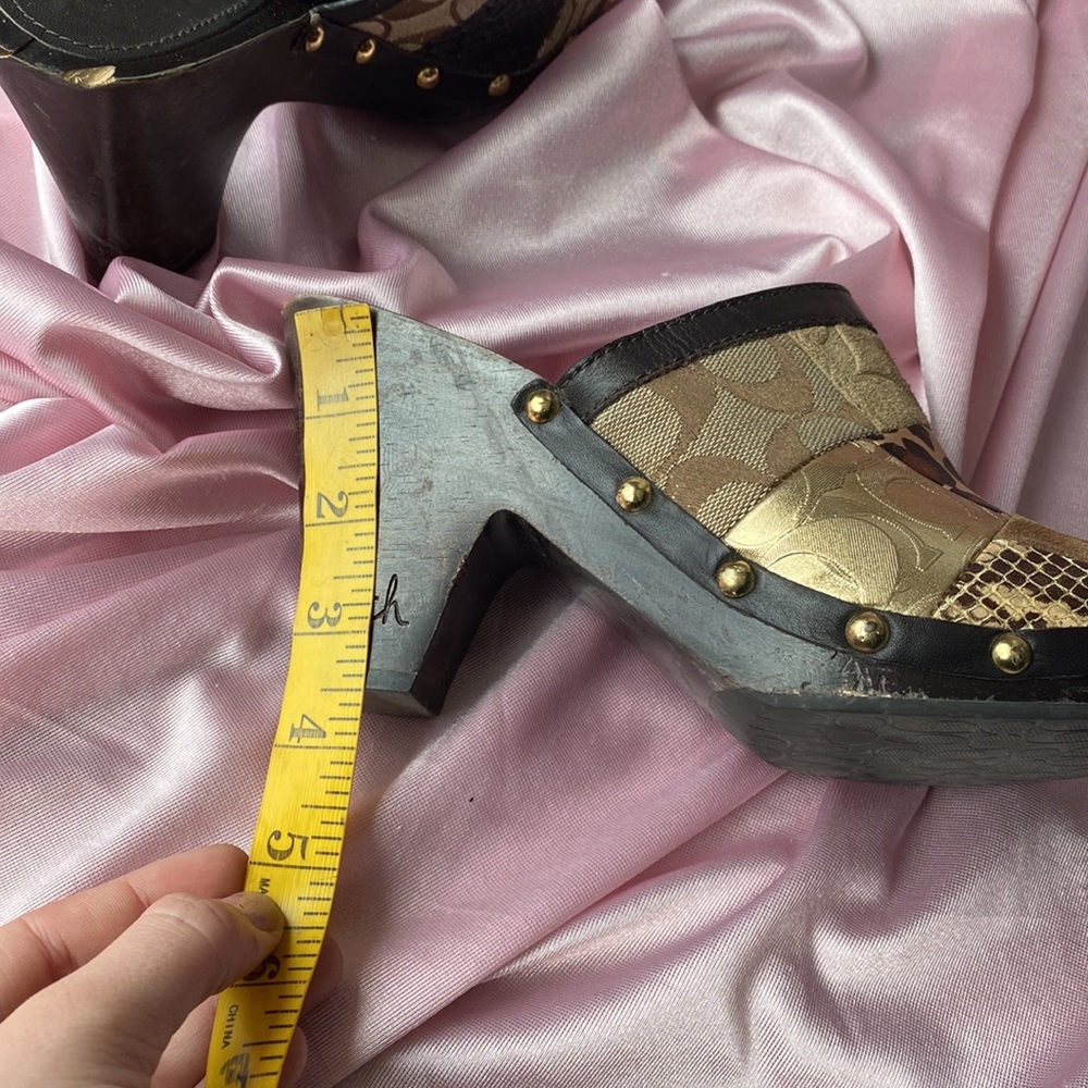Coach Chunky Patchwork Wooden Mules size 8.5 - Picture 7 of 10